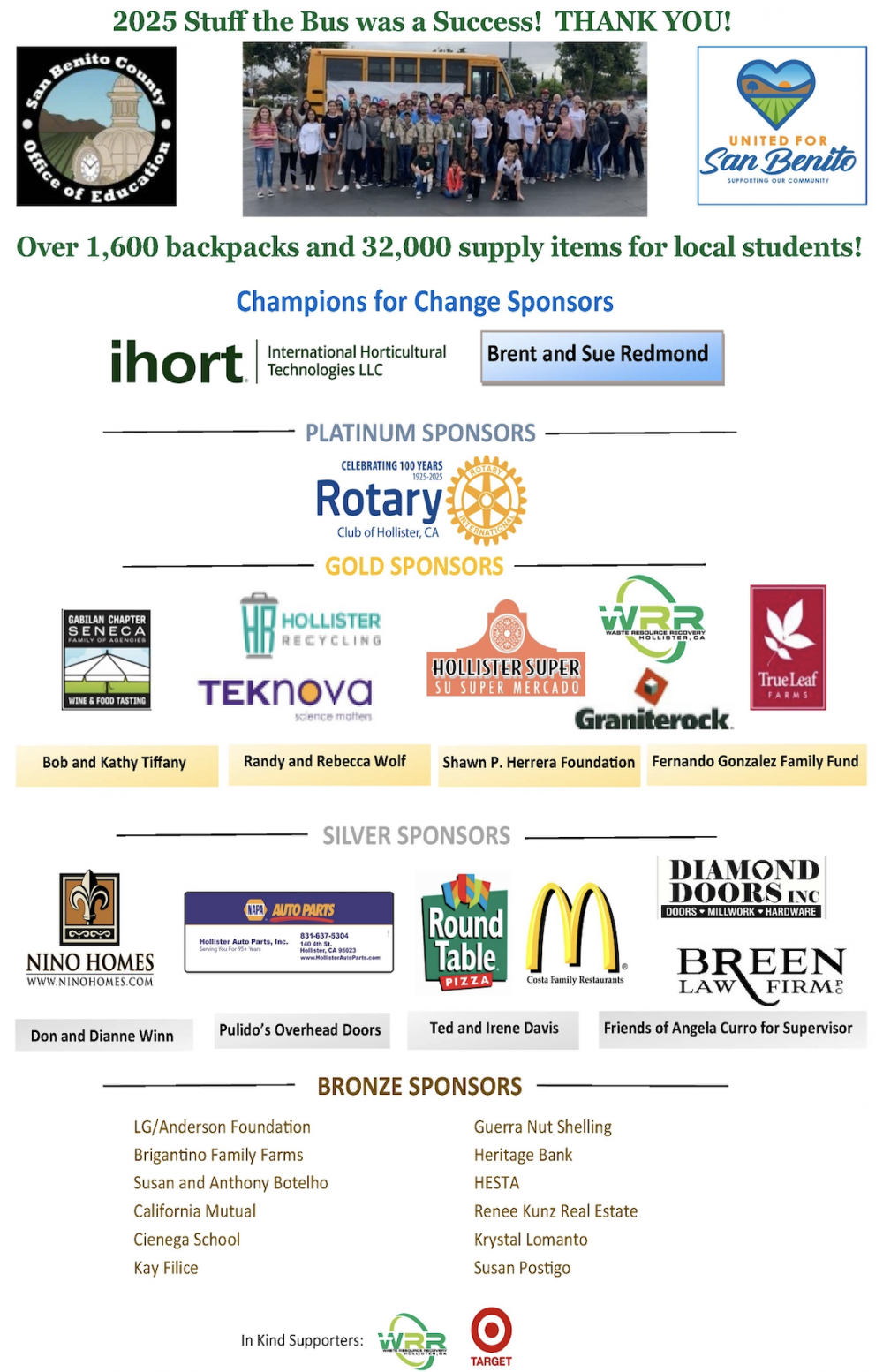 Stuff the Bus Sponsors